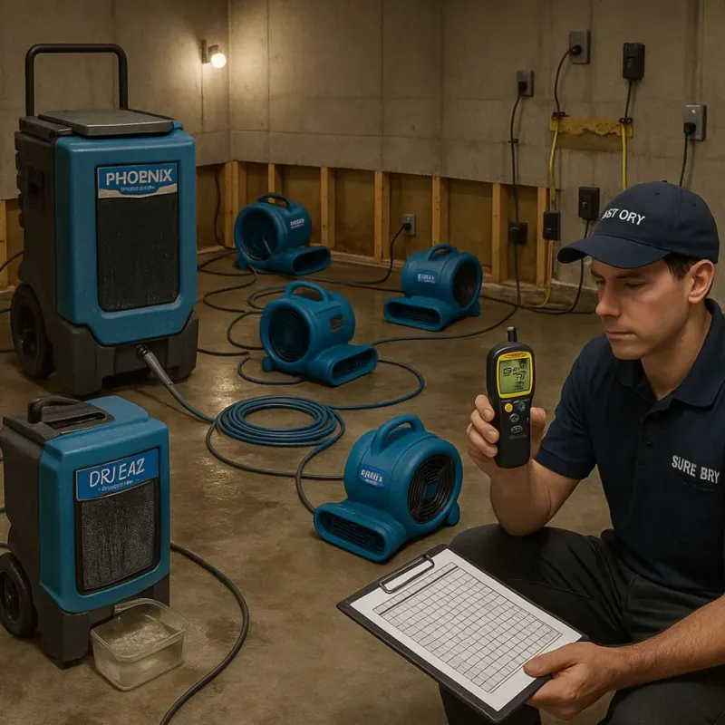 Structural Drying and Dehumidification process in Marblehead, MA